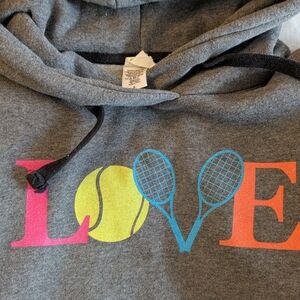 Gray Hoodie with Colorful LOVE Graphic
